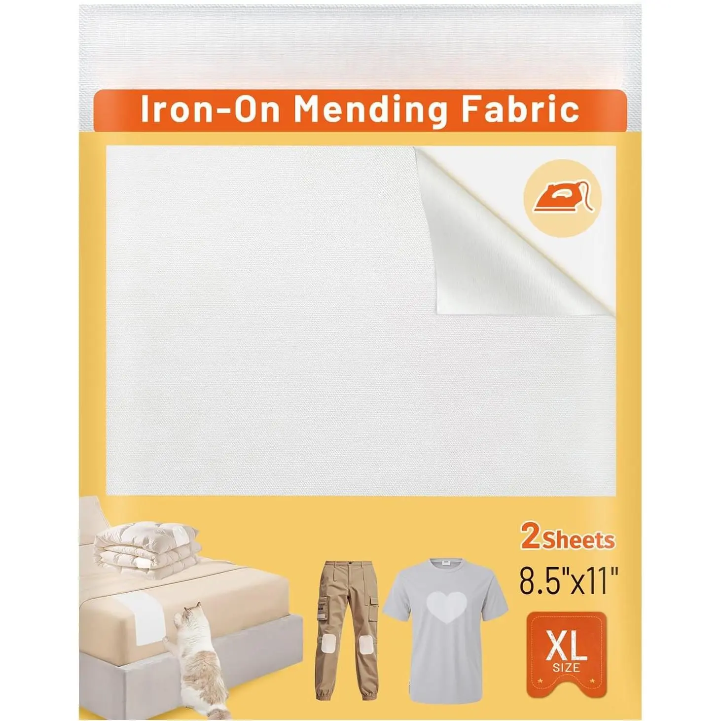 Tru-White Iron  Fabric Patches for Clothes,  Iron  Repair Patch for Clothing, Jeans, Sheets, Duvet Cover, Curtains&Sofa, Inside Use Fabric Patch,No Sewing(2 Pcs, 8.5"x11")