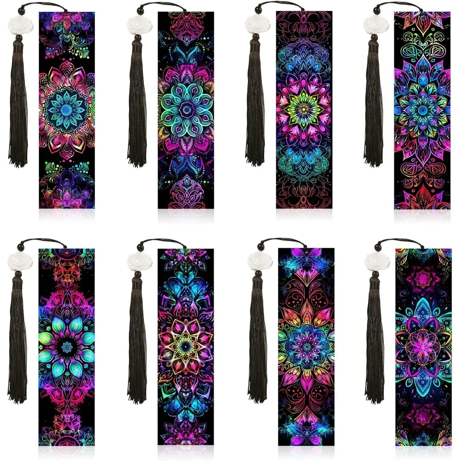 8 count Mandala  Art Bookmarks for Adults  Bookmark Kit with Tassel for Book Lovers  5D  Art Book Marks for DIY Making Beginners Arts Craft
