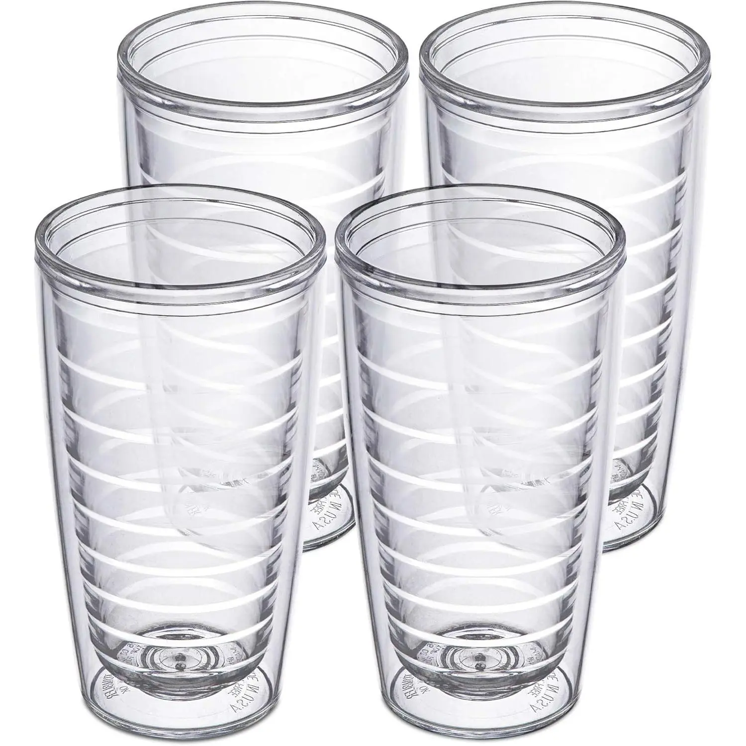 16oz Insulated Tumblers Plastic Keeps Drinks Cold & Hot, 4pack Double Walled Clear Insulated Drinking Glasses Cup, BPA-Free, Reusable, Camping, Travel, Kitchen, Party