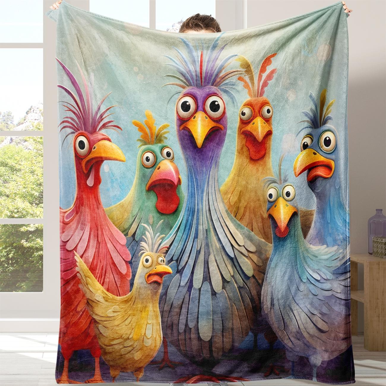 Cute Chicken Pattern Fleece Blanket, 1 Count Soft Comfortable Throw Blanket, Warm Nap Blanket for Home Office Travel Camping, Soft Comfy Blanket