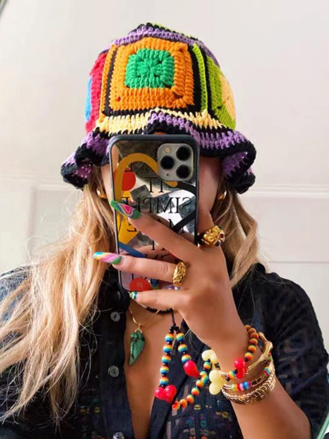 Colorblock Letter Print Knit Hat, Street Style Bucket Hat for Women & Men, Fashion Accessories for Party, Pride 2025, LGBTQ, Daily Clothing Decor