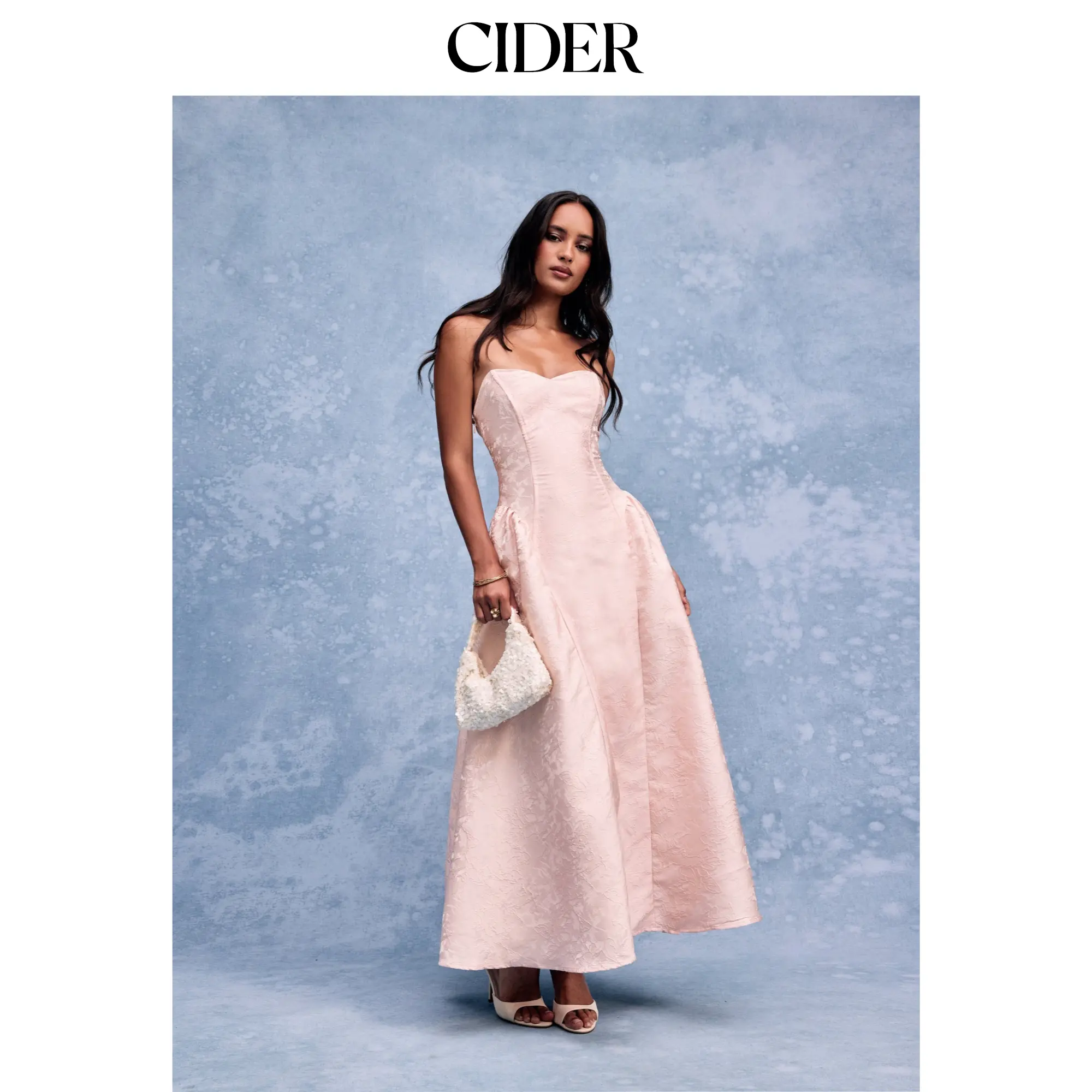 Cider Floral Jacquard Sweetheart Neck Lace up Flared Maxi Dress Cider Floral Jacquard Sweetheart Neck Lace up Flared Maxi Dress