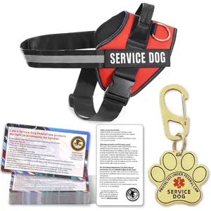 Service Dog Vest, ID Tag 50 ADA Information Cards, Service Dog Harness w Patch Sizes XX Small to XXX Large, Metal Dog Tag has Ruggedized Clip, Service Animal Cards, ESA Accessory Set XX-Small