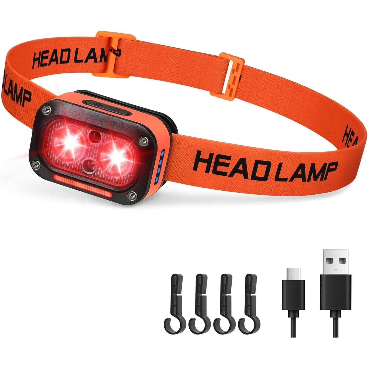 Red Light LED Rechargeable Headlamp for Night Astronomy, Red Light Only, Waterproof, Up/Down Adjustable for Adults Fishing, Hunting, Stargazing, CampingGift