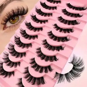 Natural Look Eyelash Extensions, 10 Pairs/tray 15mm Self Grafting Curl Strip Eyelashes, Individual False Eyelash, Volume False Eyelashes, Fluffy Eyelash Clusters, Fluffy Wispy Lashes, False Eyelashes for Women & Girls, Long Lasting Eyelashes, DIY Lash Set