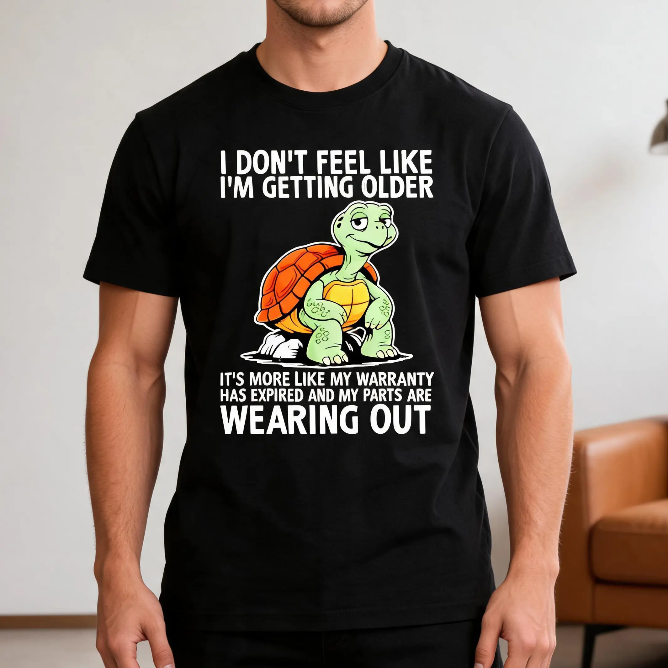 Menswear Tshirt - 180gsm Heavyweight Soft Fabric Short Sleeve Loose Round Neck Plus Size Casual Tee, Funny "I Don't Feel Old Just Slower" Print, Birthday/Christmas Gift Idea (Unisex Fit)