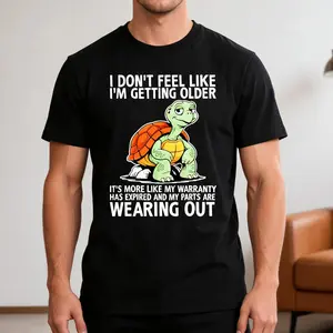 Menswear Tshirt - 180gsm Heavyweight Soft Fabric Short Sleeve Loose Round Neck Plus Size Casual Tee, Funny "I Don't Feel Old Just Slower" Print, Birthday/Christmas Gift Idea (Unisex Fit)