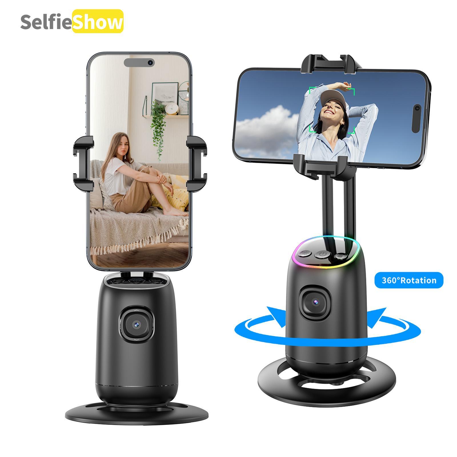 SelfieShow AI Intelligent 360° Tracking Gimbal, Tripod Stabilizer, 1 Count USB Rechargeable Selfie Stick with Mount, Selfie Accessories for Phone, Camera, Vlog, Live Streaming