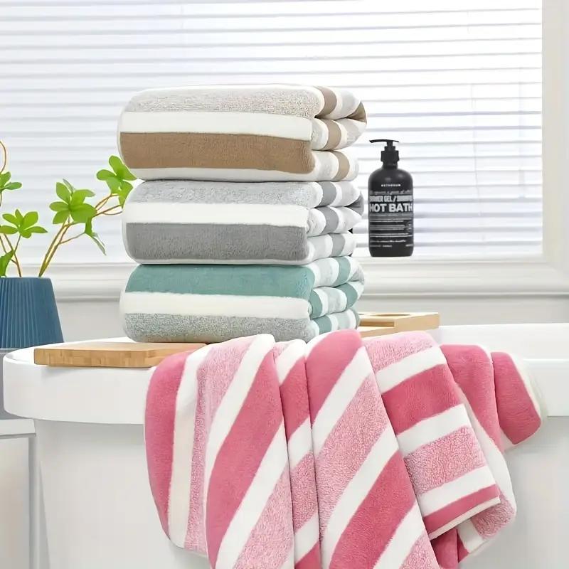 Striped Pattern Premium Towel Set, 1 Set Including 4 Counts Bath Towel & 4 Counts Hand Towel & 4 Counts Face Towel, Quick Drying Water Absorbent Towel for Home, Hotel & Spa, Absorbent Thickened Towels