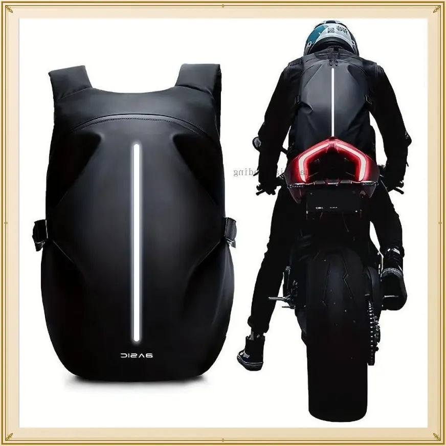 BlackMotorcycleRidingBackpack-LargeCapacity,Reflective,HelmetStorage-ForMen-SuitableforMotorcycling,Cycling,Hiking&Travel-PerfectGiftforRiders