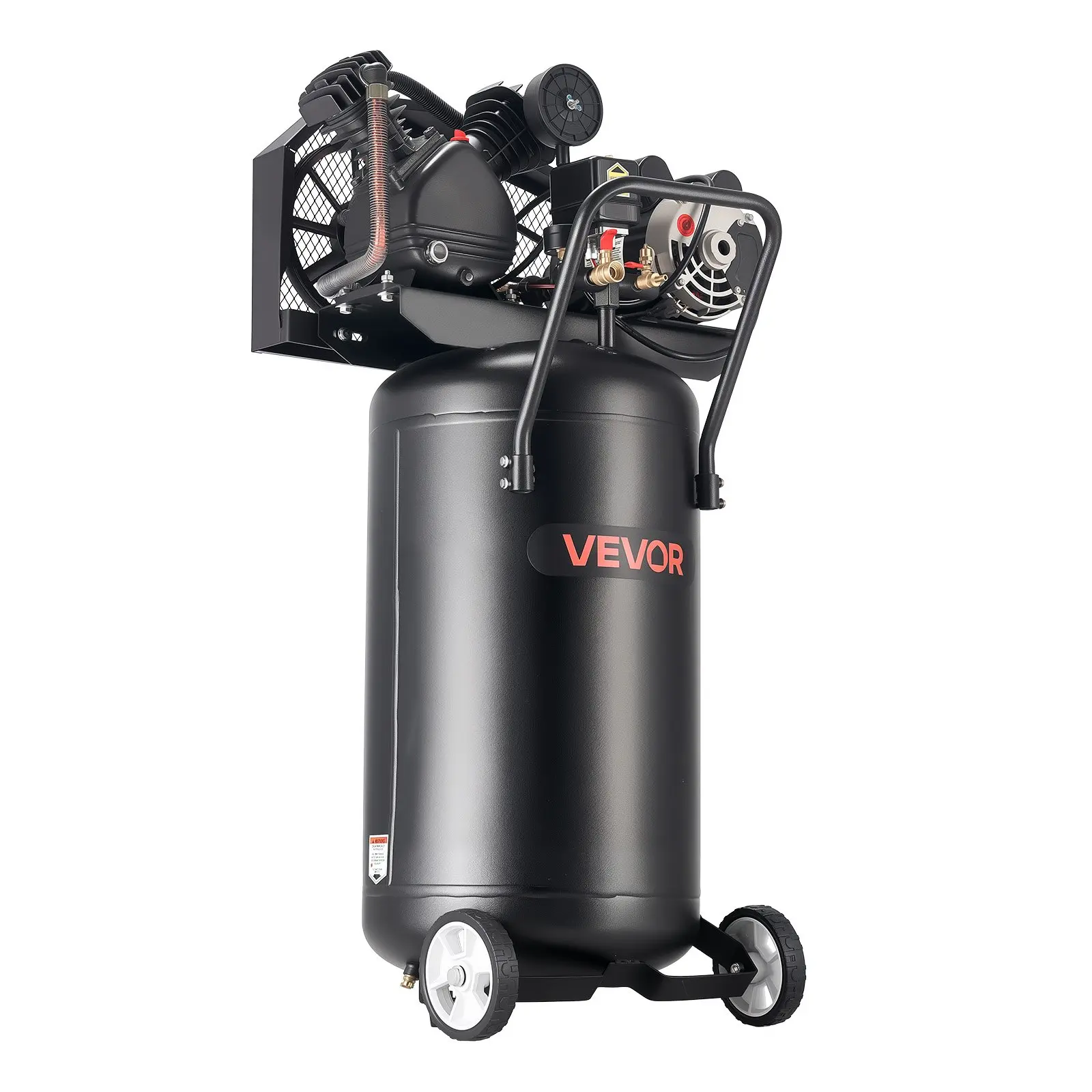 VEVOR 25-Gallon Air Compressor, 2HP 5.5 SCFM at 90PSI, Max 200PSI Pressure Oil-Lubricated Air Compressor Tank, Portable on Wheels for Auto Repair, Tire Inflation, Spray Painting, Woodwork Nailing, 120V