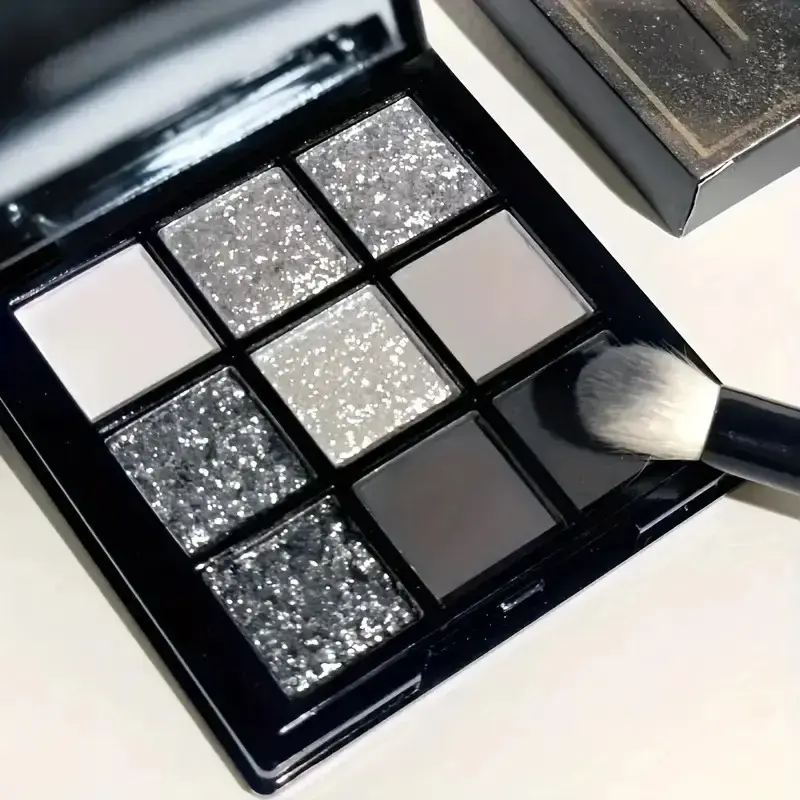 Gothic Smoked Nine-Color Eyeshadow Palette, Matte and Shimmer Dual Texture, High Pigmentation Long-Lasting Makeup, Suitable for Daily and Special Occasions
