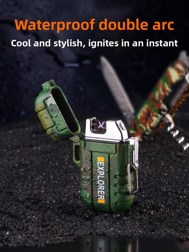 Flamingo F12 Waterproof Dual Arc Outdoor Camping Windproof Lighter USB Rechargeable Lighter