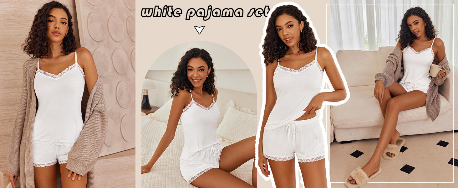Women's Camisole Pajama Set Modal Pajamas Lace Trim Short Pajama Set with Shorts Easter Gift