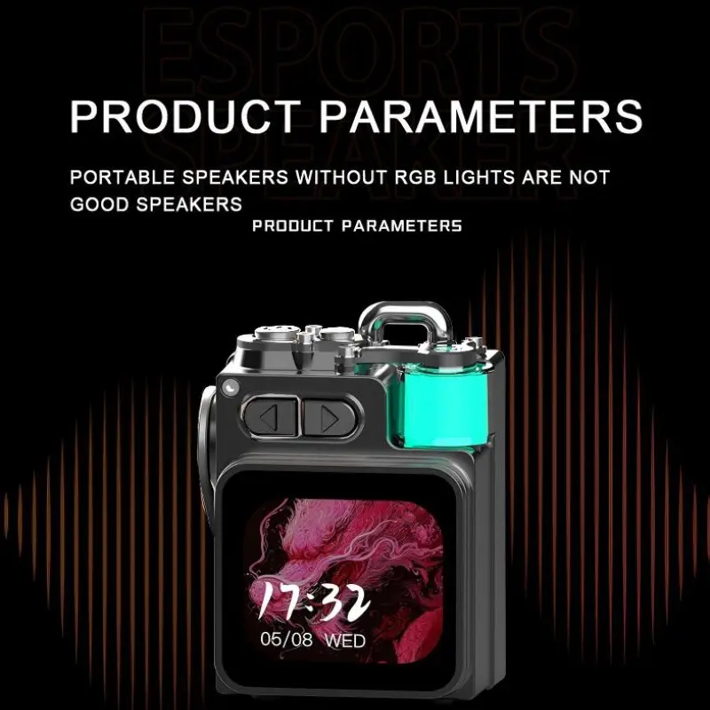 Portable Bluetooth-compatible Speaker with LED Display, RGB Ambient Light, Bluetooth-compatible 5.4, Mini Desktop Speaker, Trendy Mechanical Style