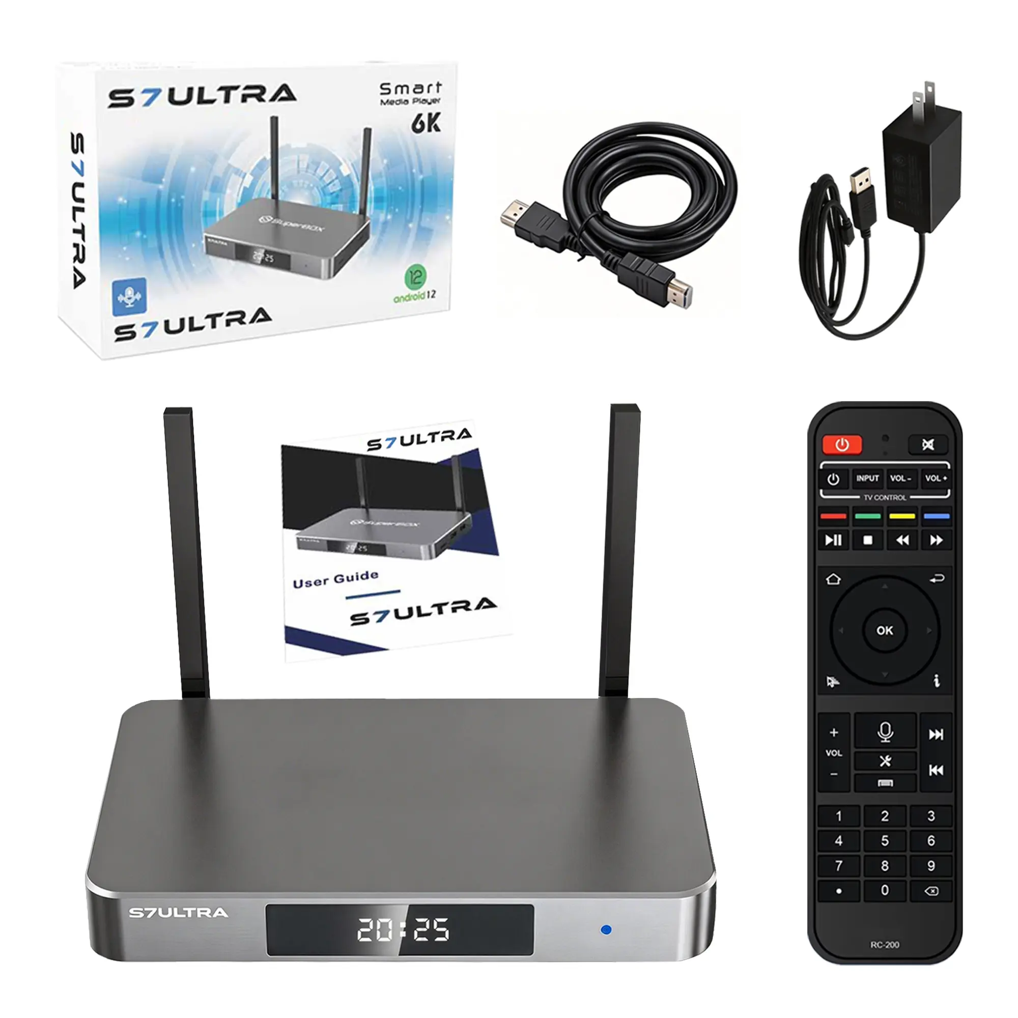 S7 Ultra 6K HD Android Box with Voice Remote for Home Entertainment