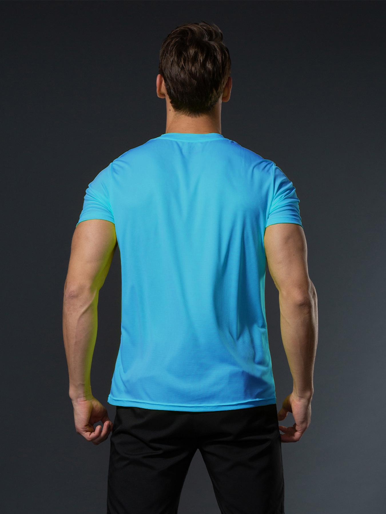 Men's Solid Round Neck Sports Tee, Casual Short Sleeve Crew Neck T-shirt for Outdoor Cycling Surfing Running, Activewear, Men's Sportswear for All Seasons, Gym Clothes, Gym Tops, Workout Rash Guard, Athletic Workout Clothing