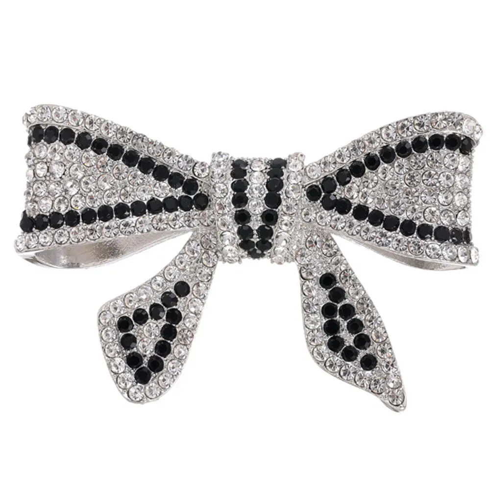 Exquisite Bow Brooch Black Clear Rhinestones Fashion Jewelry for Women Perfect for Adding Elegant Glamour To Outfits