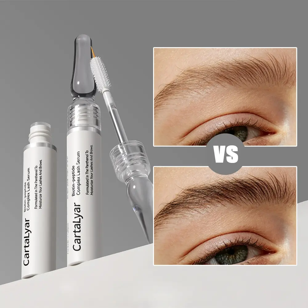 Biotin Peptide Eyelash Lengthening Serum with Panthenol, Longer Thicker Lashes, Dual Brush Applicator for Nourishing Eyelashes & Eyebrows, pH Balanced Growth Formula