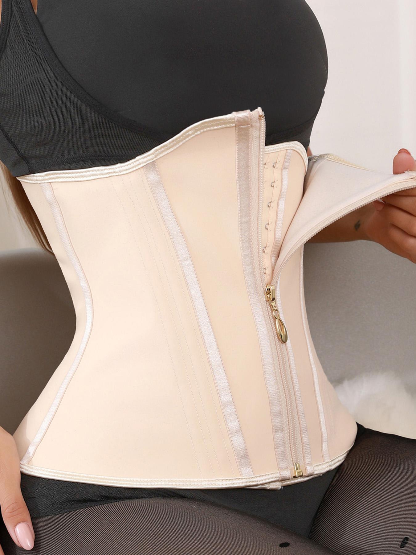 Women's Solid Zipper Front Waist Trainer, High Stretch Tummy Control Shaper, Tummy Tuck Shaper for Postpartum Recovery, High Waisted Shapewear, High Compression Shapewear, Women's Shapewear for Daily Wear, High Waist Shaping, Shapewear Body Sculpting