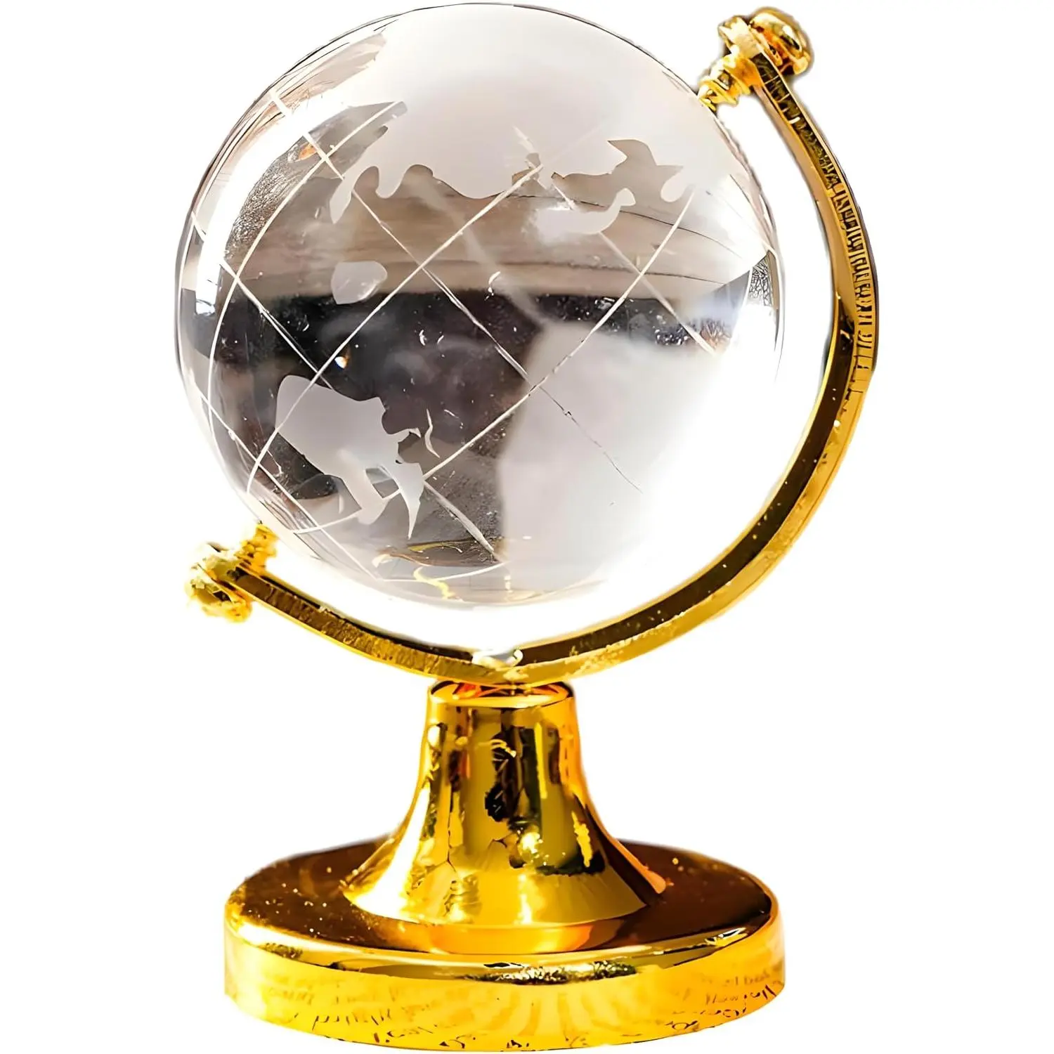 Mini  Sphere Globe, Round Earth World Glass Ball Decorative  Desktop Ornament  Office Decor Golden