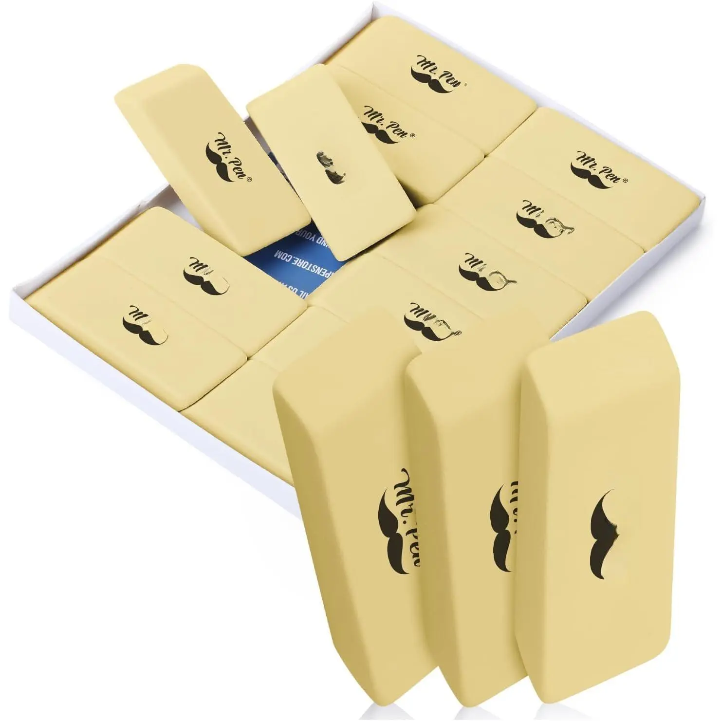 Synthetic Block Erasers, 12-Pack Yellow Latex-Free Bulk Pack Correction Tool for School, Office, Art Sketching