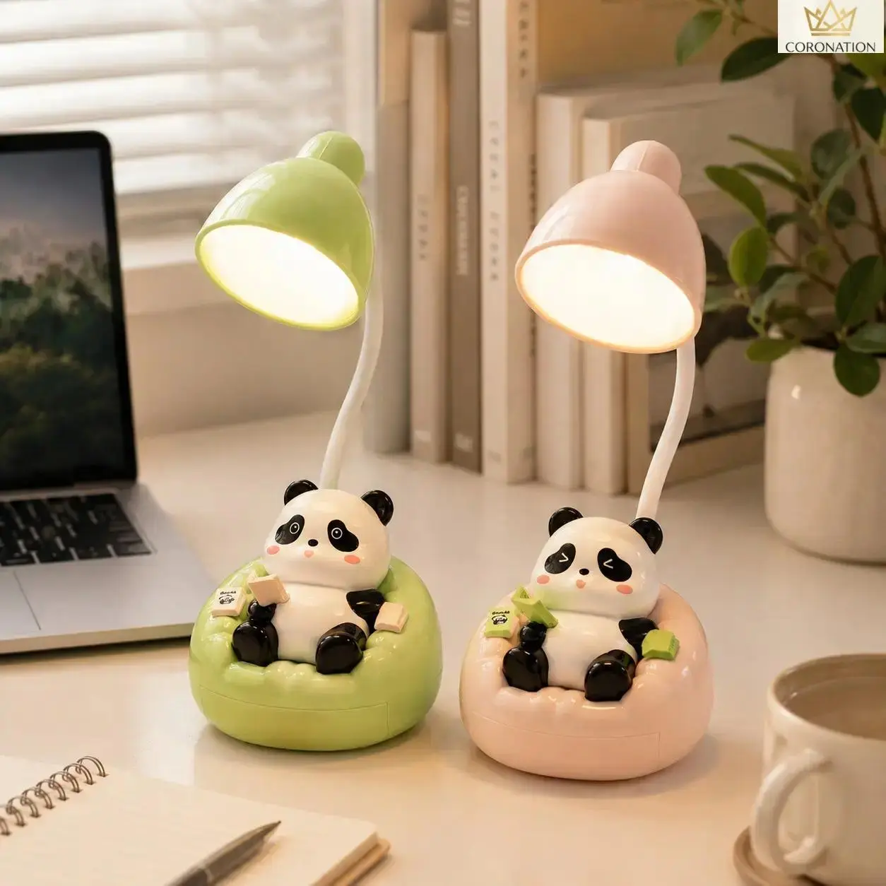 Cute Panda Desk Lamp for Kids, Aesthetic Kawaii LED Night Light with USB-C Rechargeable Design, 3 Brightness Levels Soft Warm Glow, Phone Stand & Mini Storage Drawer, Cozy Bedroom Study Desk Decor, Cordless Gift for Girls Boys