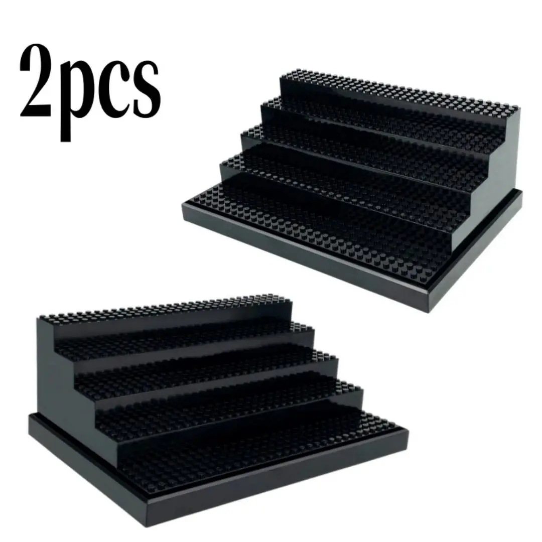 2pcs 5-Tier Minifig Display Stand - Thick ABS Dust-Resistant Collectibles Shelf Rack for Building Block Figures (No Cover, Racks Included)