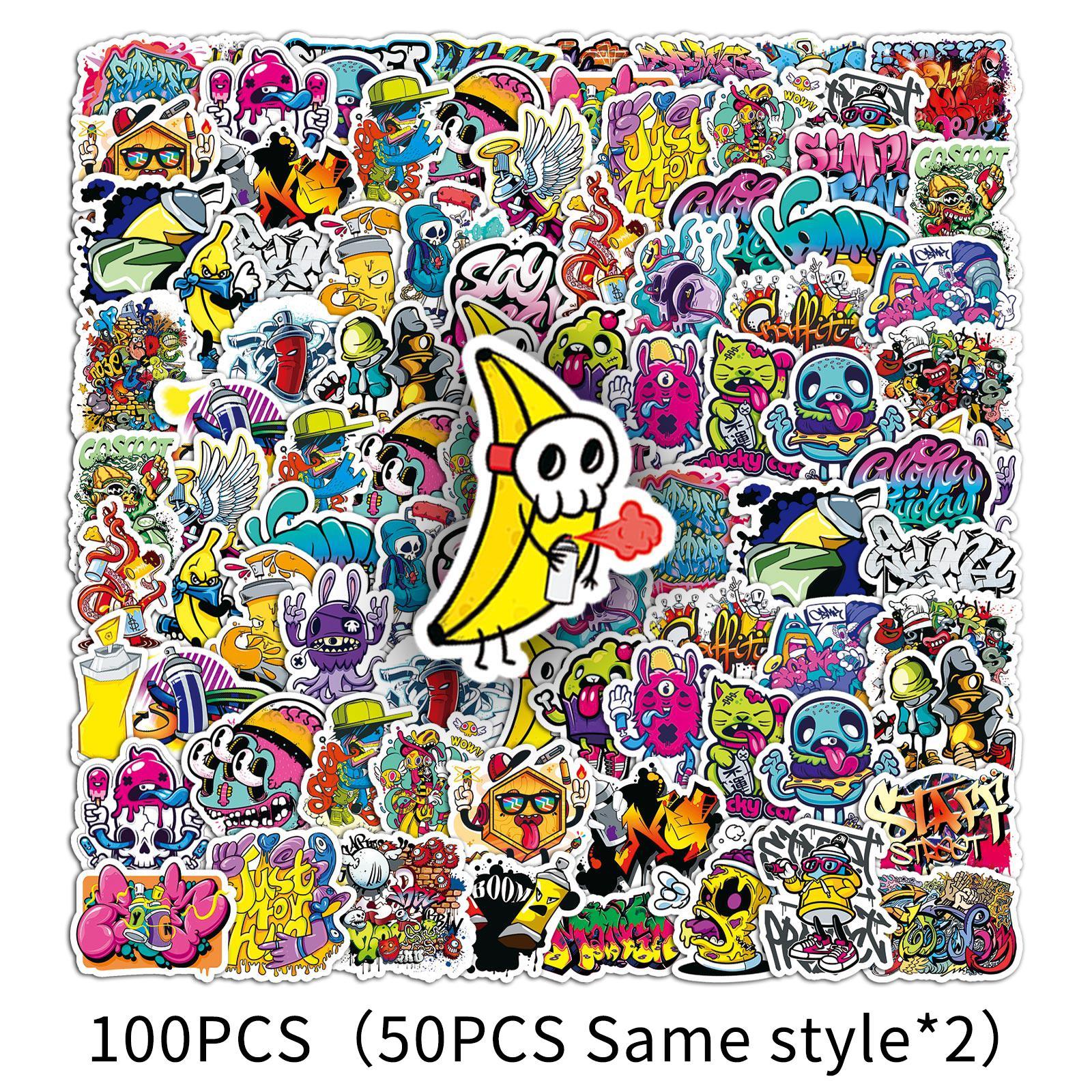 Graffiti Sticker, Funny Stickers, 100pcs/set DIY Decorative Sticker, Scrapbooking & Stamping Supplies for Phone Case, Computer, Guitar, Bag, Water Cup, Scrapbook