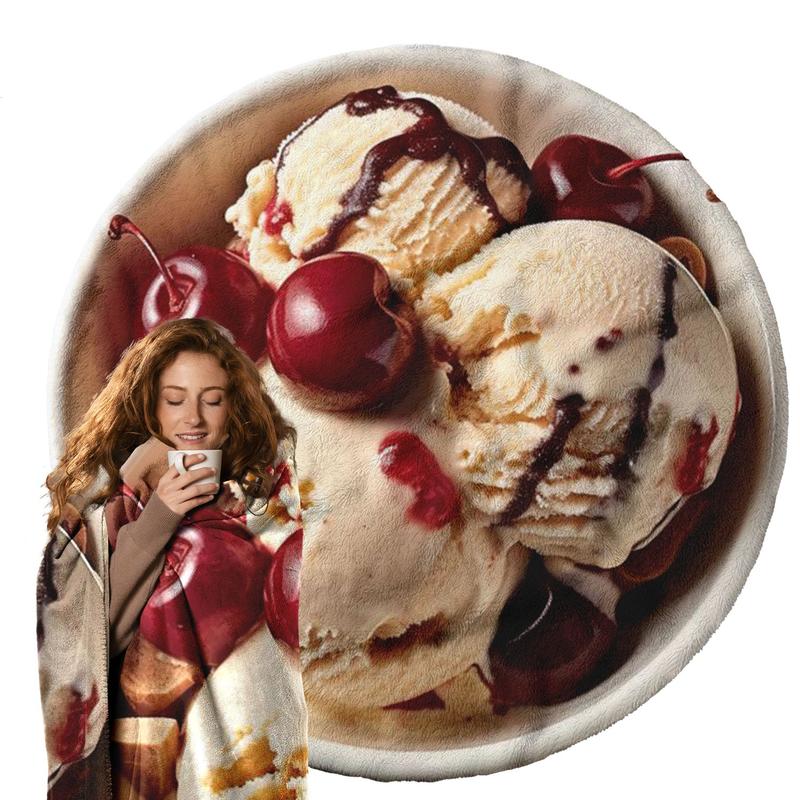 Delicious Ice Cream Print Blanket, Soft Plush Non-Shedding Warm Blanket, Home TV Watching, Camping Picnic, Office Nap All-In-One Use