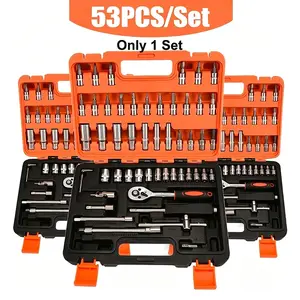 53-Piece Advanced Professional Wrench Tool Set for Auto Repair, Drive Depth and Standard Sockets, Socket Wrenches, Racing Grade Quick Ratchet Wrench for Mechanics