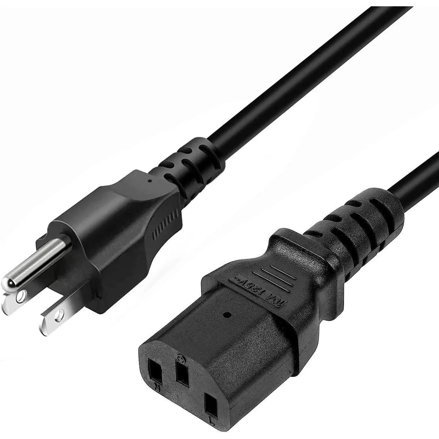 Universal 3 Prong AC Power Cord for PC, TV, Computer, Monitor, Printer, Radio, Appliance & More [5ft,1.5m] 10A, 110-250 Volts, Black
