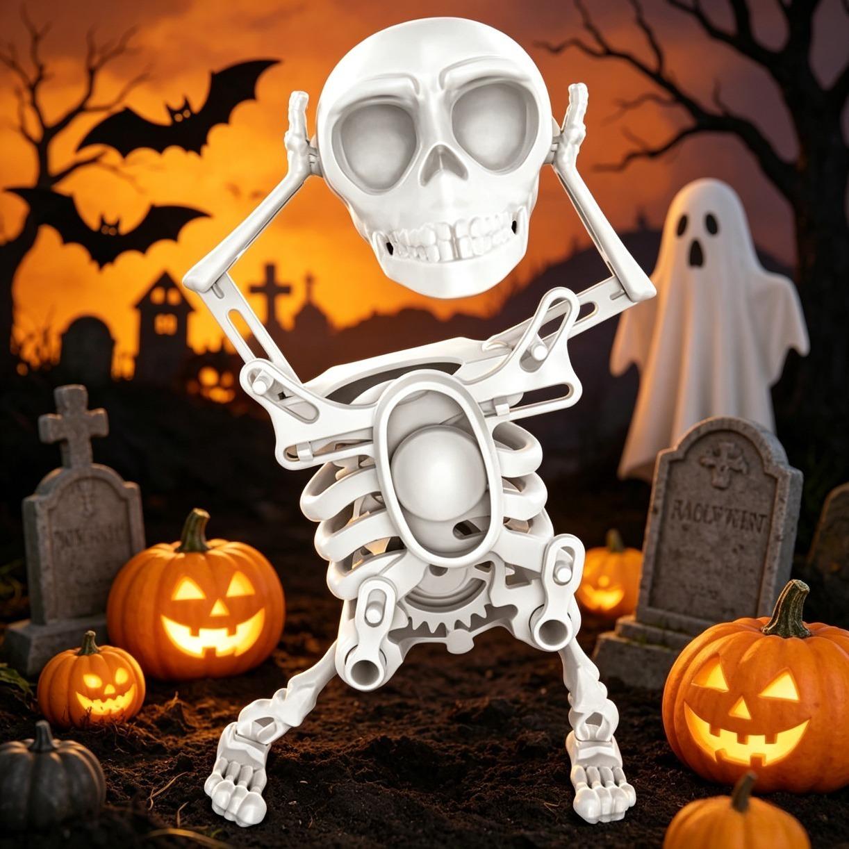 Dancing Skeleton Toy — 3D Rocking Wind-up Desktop Toy | Ideal for Office Decor, Stress Relief & Relaxation | Holiday Gift (Christmas & Halloween) | Creates a Joyful Atmosphere | Alleviates Stress