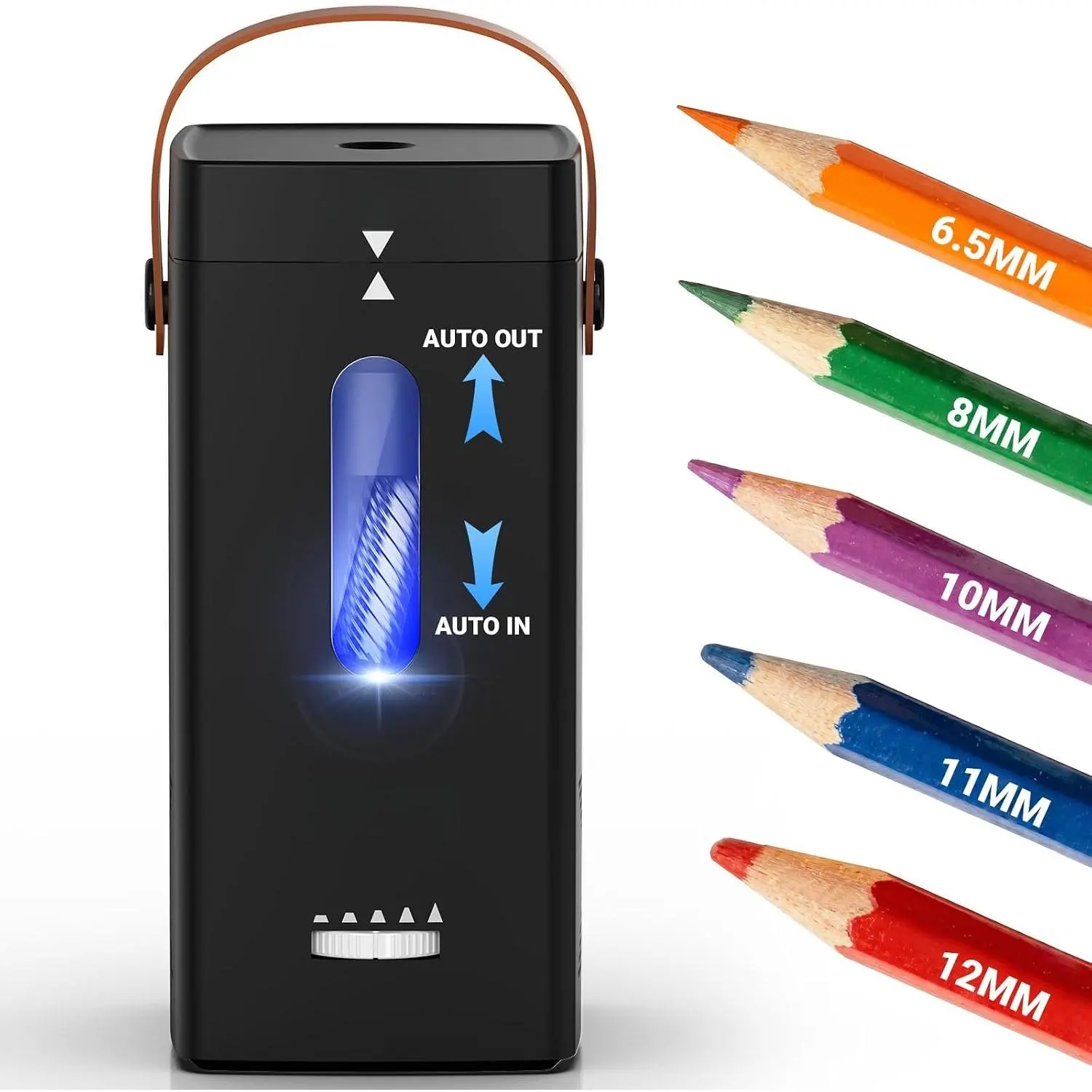 Electric Pencil Sharpener, Fully Automatic Pencil Sharpener, Auto in & Out, Rechargeable Hands-Free Sharpeners for  & Colored Pencils (6.5-12mm), Portable for /Classroom/Office PSC6