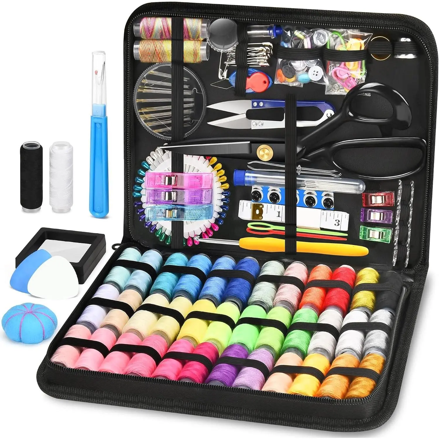 Sewing Kit for Adults with Heavy Duty Fabric Scissors, 241 Pcs Newly Upgraded Hand Travel Sewing Kit Professional Needle and Thread Kit, Portable Sewing Supplies for Travel Home Beginners