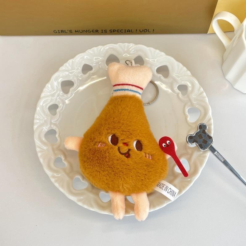 Cute Food Plush Keychain Stuffed Hanging Toy Burger Fries Hot Dog Chicken Leg Doll Fast Food Collection Gift for Children