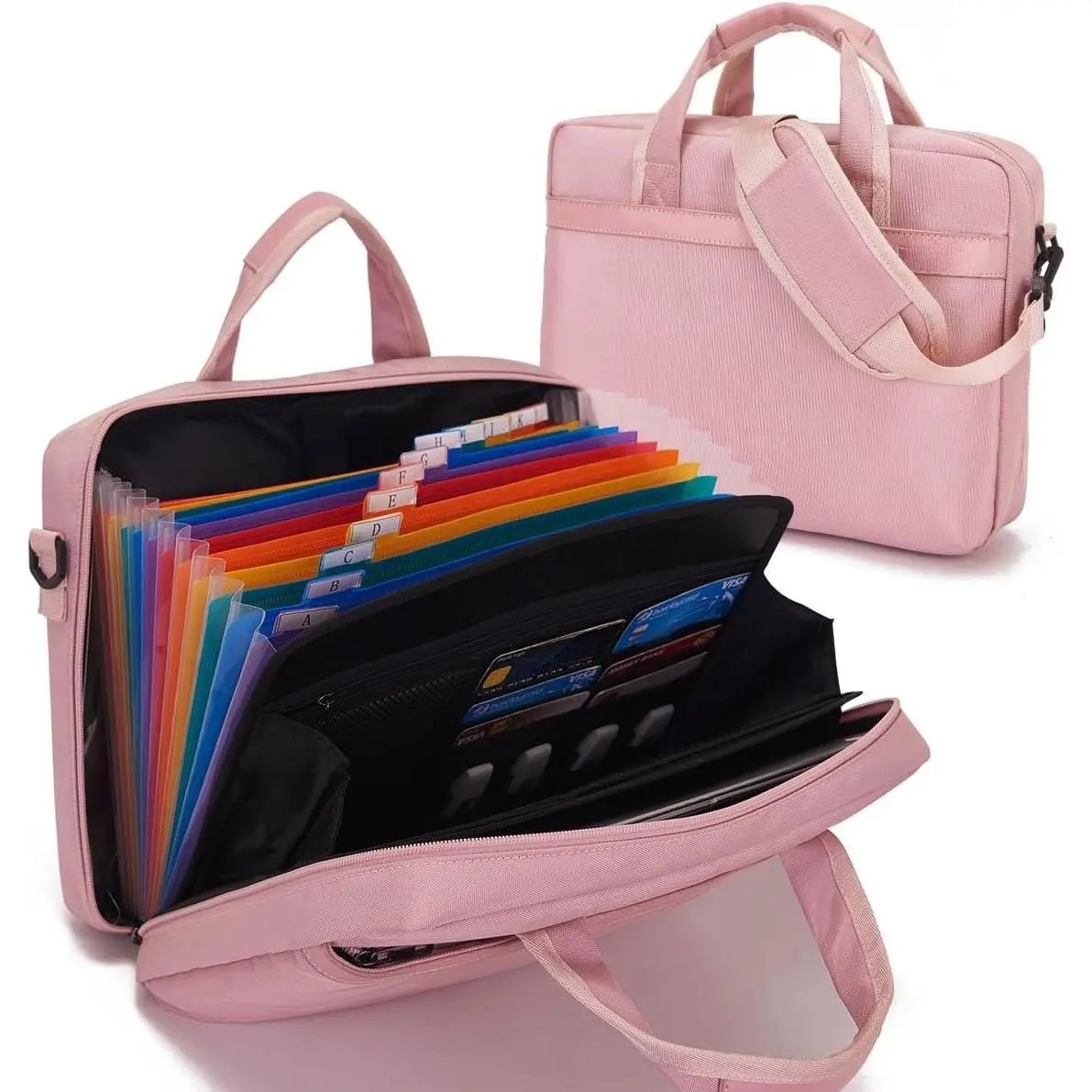 Accordian File Folder with Handle, 12 Pocket Expanding Folder with Zipper, Heavy Duty Accordian Organizer ()