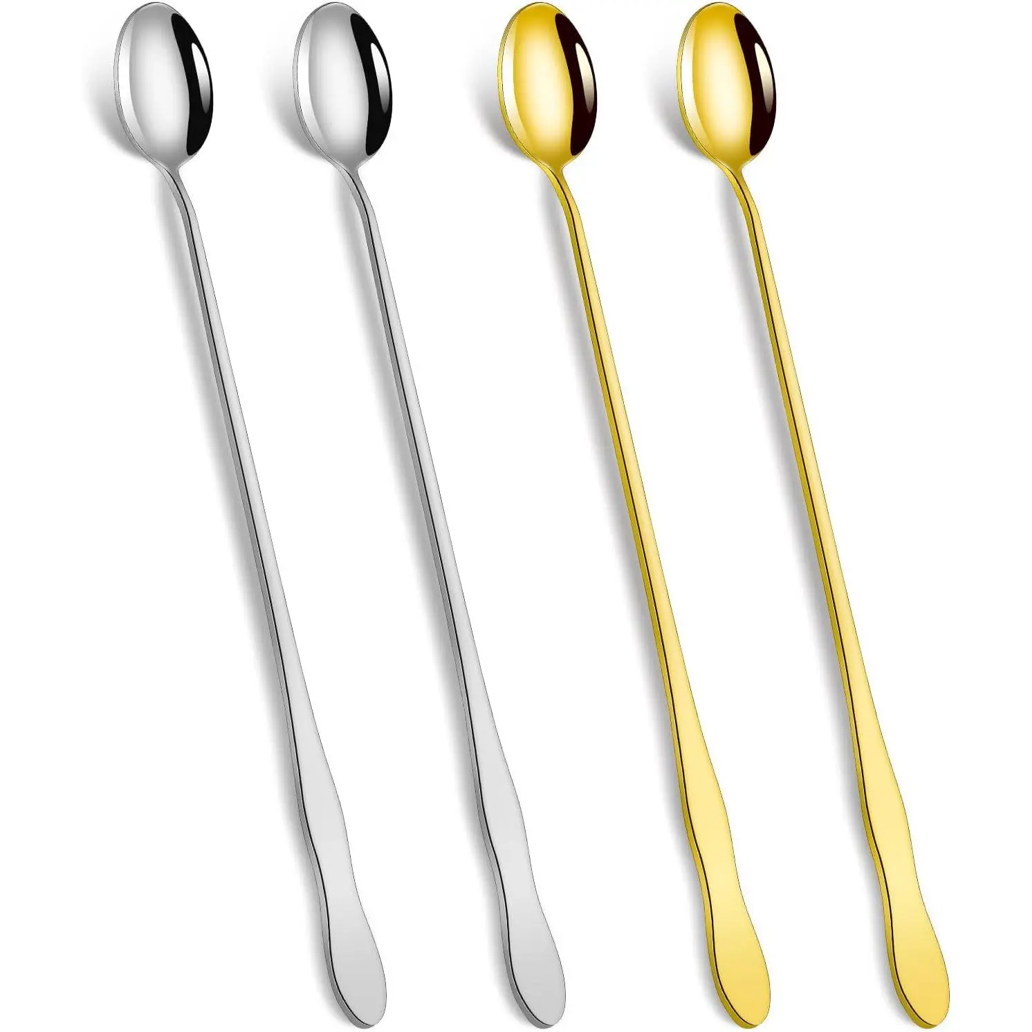 10 Inch Long Stainless Steel Bar Spoons,  Coffee Iced , 4 Pack |    Bar Spoons;  Gourd Handle; Rust-Proof Stainless Steel; Dishwasher Safe, Ideal  Bar