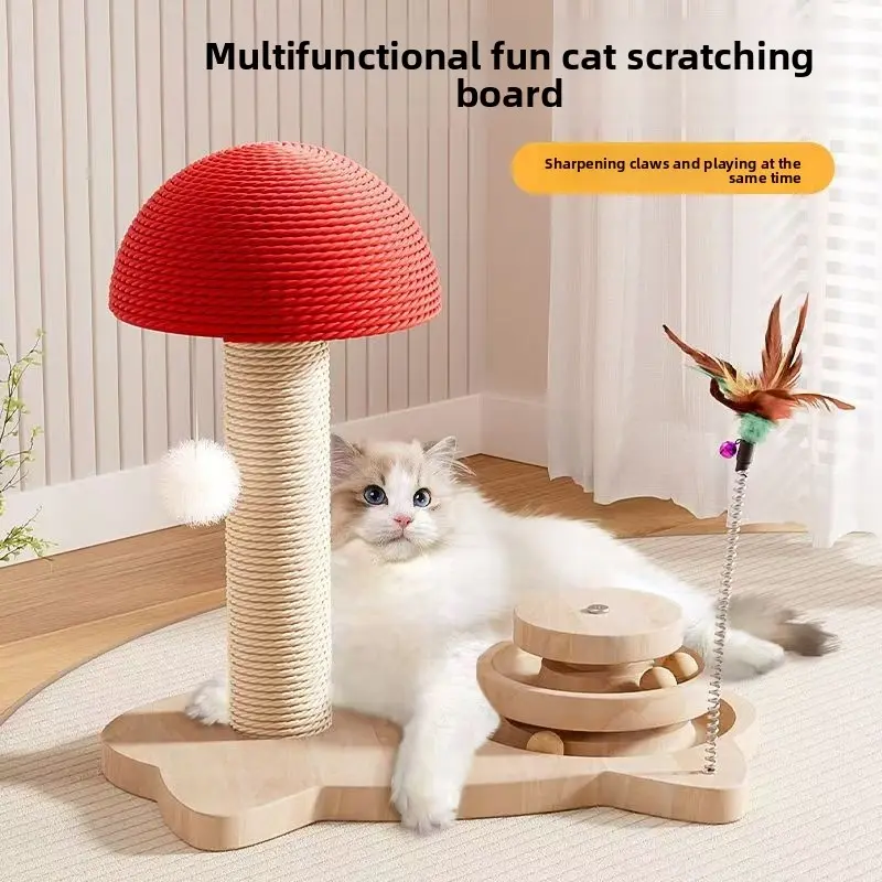 Sisal Cat Scratcher, Durable All-Season Vertical Claw Grinding Mushroom Cat Scratching Post