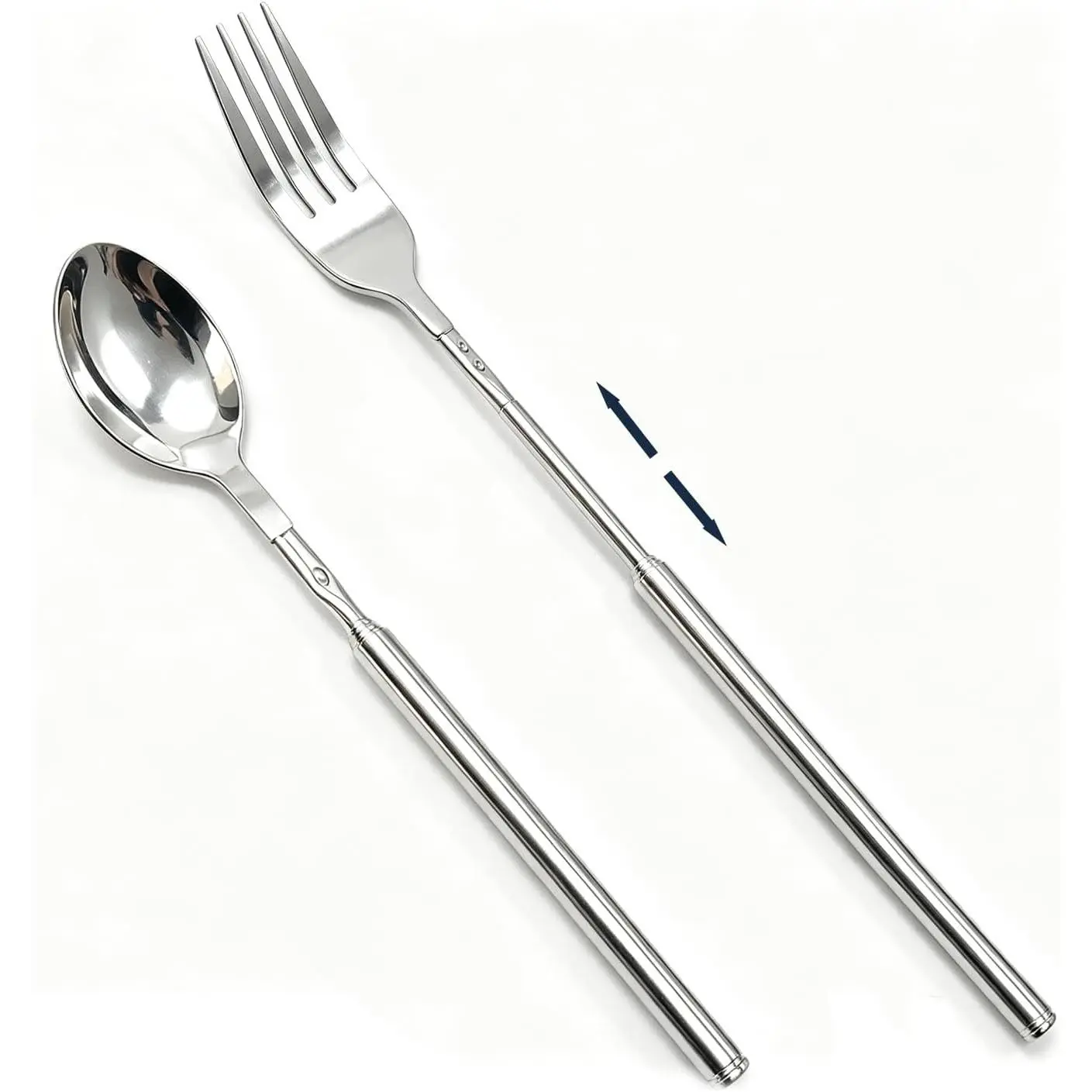 Extendable Fork and Spoon Set, 2- Stainless Steel Prank Utensils