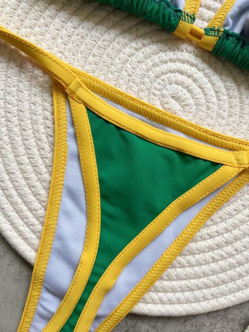 Brazil Flag Embroidery Bikini – New Letter Embroidered Swimsuit, Sexy Women’s Beach Swimwear