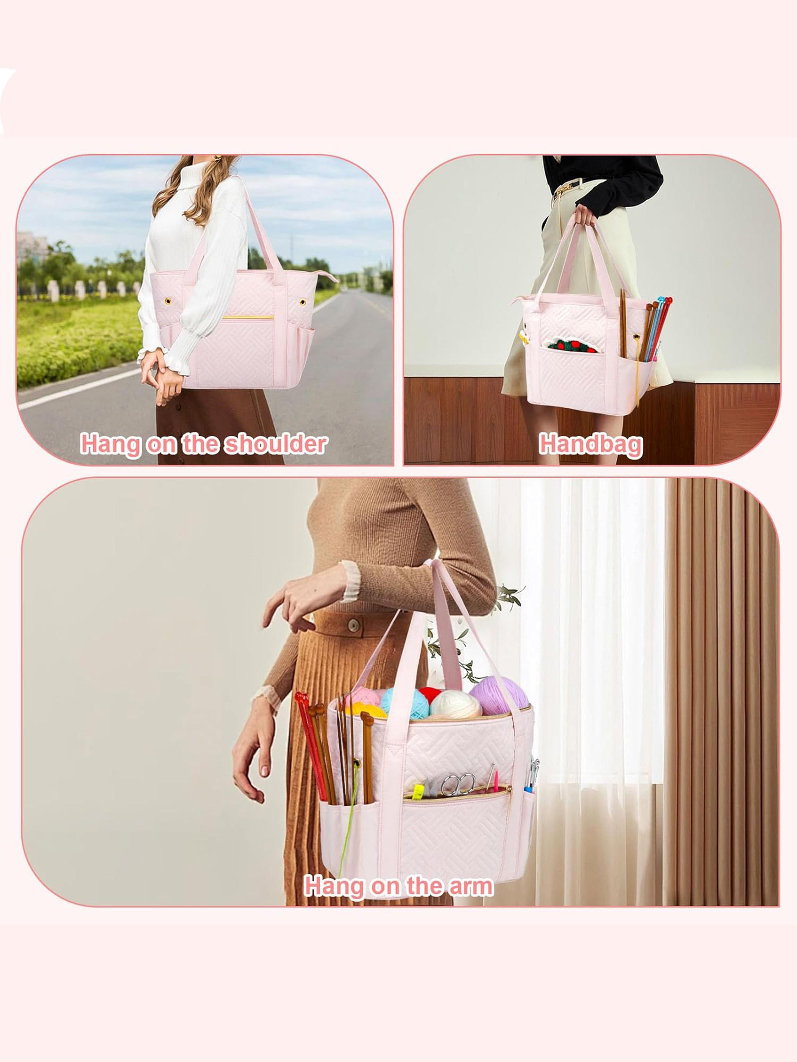 Crochet Bag Organizer, Portable Travel Case for Yarn Balls, Crochet Hooks & Knitting Needles Holder, Bag Accessories