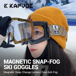 Kapvoe Magnetic Sports Goggles, OTG Snow Over-Glasses Ski & Snowboard Eyewear Goggles for Men & Youth, Anti-Fog, 100% UV Protection,
