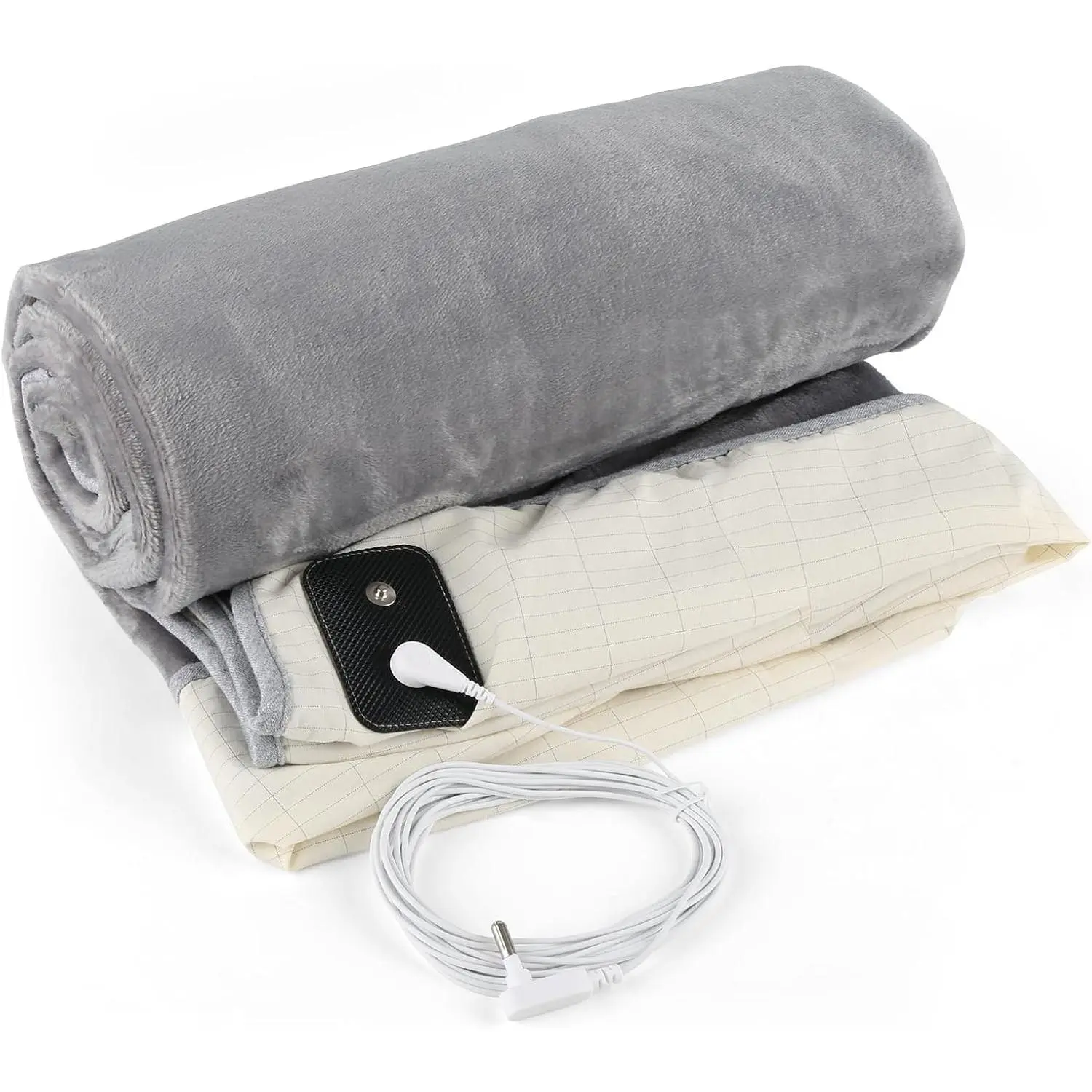 Grounding Blanket or Improving Sleep and Help with , Sot lannel Earthing Blanket Grounding Throw with  iber  Lining, Earth Grounding Cord Included, Grey 54"x60"
