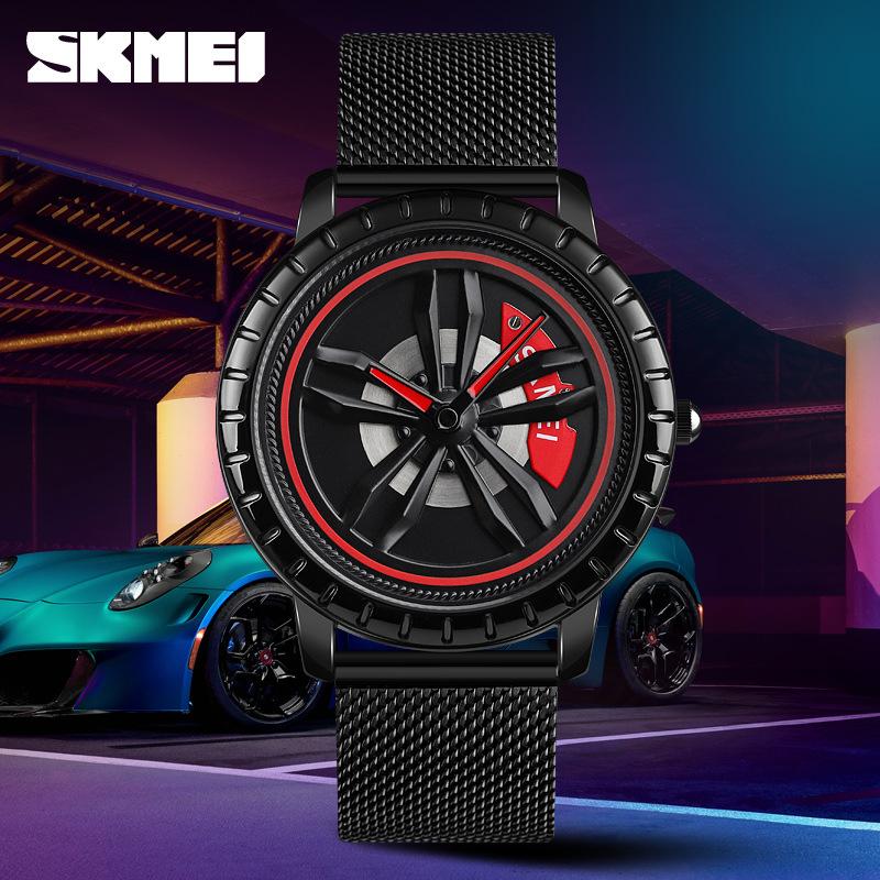 SKmei Waterproof Quartz Men's Watch Trendy Tire Dial Steel Mesh Strap Men's Watch Wholesale