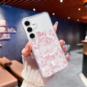 Vintge Landscape Hot Air Balloon Chateau People Equestrian Scene Hot HD Clear Shockproof Transparent Acrylic Magnetic Printed Phone Case for Samsung Galaxy S26 S25 S24 S23 S22 S21 S20 Fe Plus Ultra Edge S10E A57 A56 A55 A54 A37 A36 A35 A34 A26 A25 A24 A23