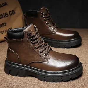 GGOR Korean Trendy Boots Men'S High-Top Casual Thick-Soled Boots Fashion Versatile Street Utility Shoes