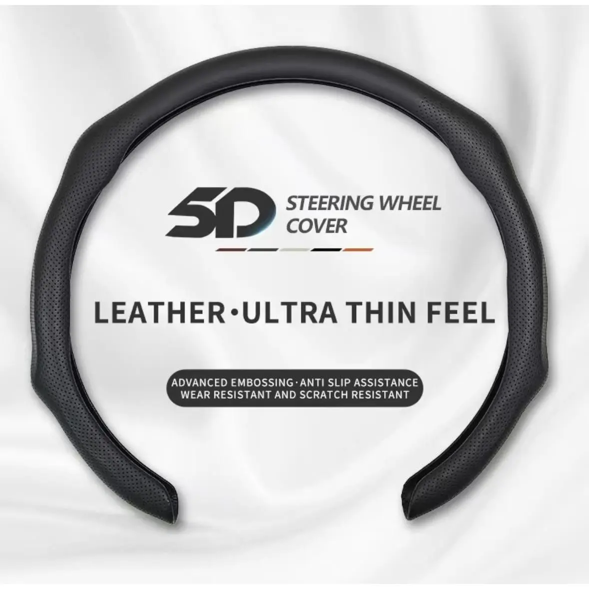 Perforated Napa Leather 5D 15-inch Textured Car Steering Wheel Cover - Anti-Slip, Sweat-Resistant, Easy to Install, Secure Grip, Durable Durability, Enhances Control & Safety, Universal Fit for Vehicles & Cars, Steering Wheel Insert Auto Accessory