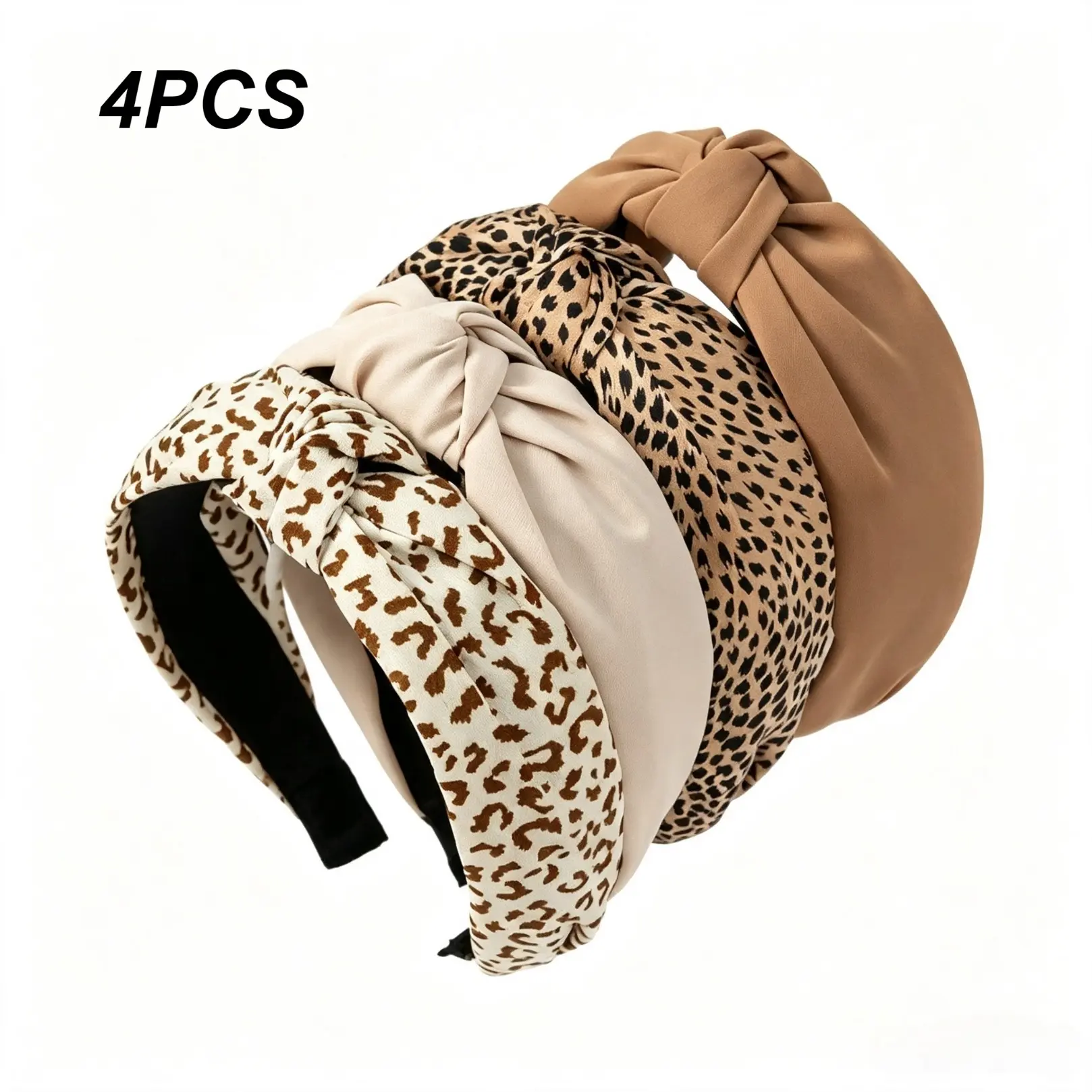 Women's Leopard Animal Print Knotted Wide Band Headband - Soft Fabric Hair Accessory for Thick Hair, Casual Minimalist Fashion Headwear, Ideal Gift