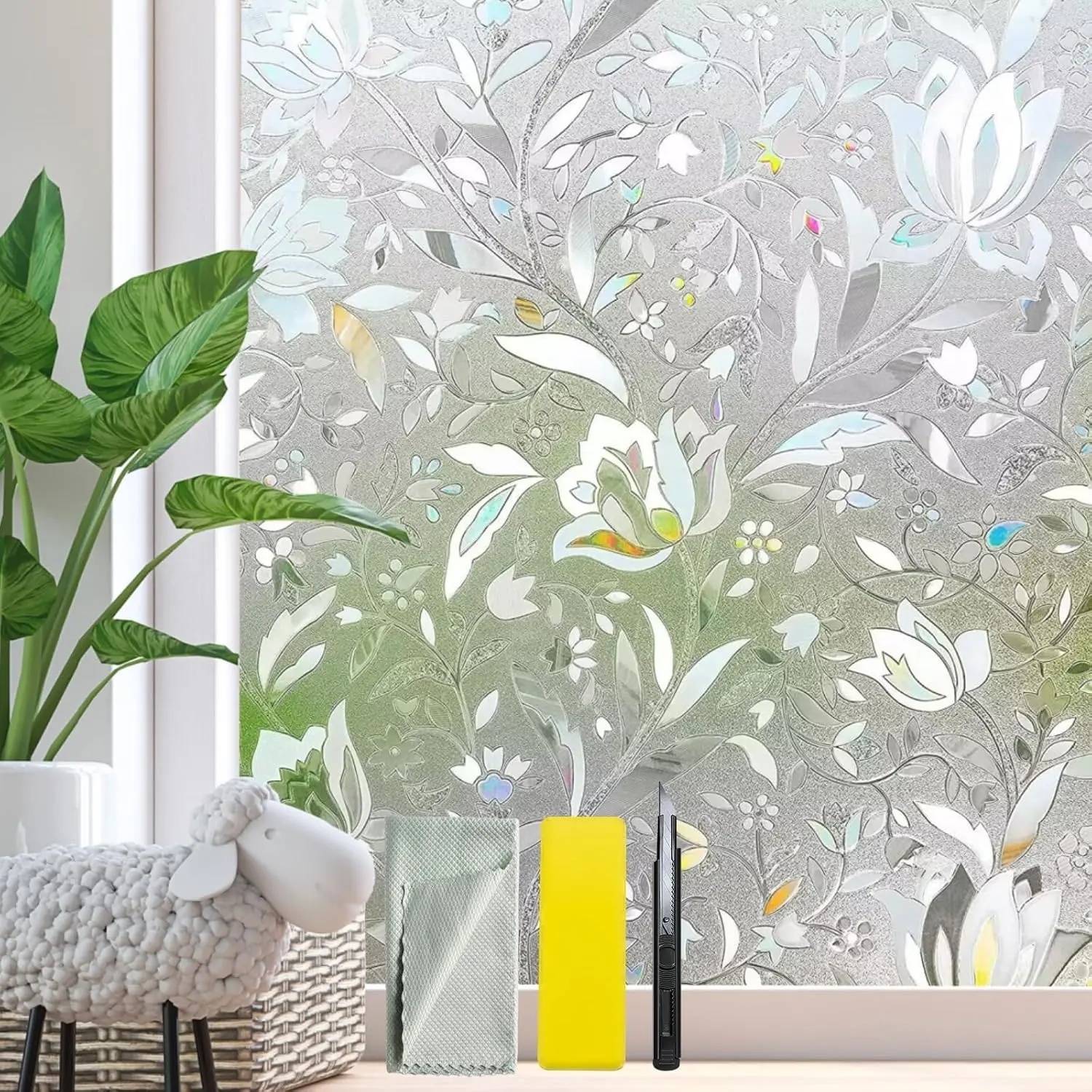 Window Film Decorative Window  Film Stained Glass Window Clings, Anti-UV Sun Blocker Heat Control Windows Stickers for (23.6 x 78.7In)